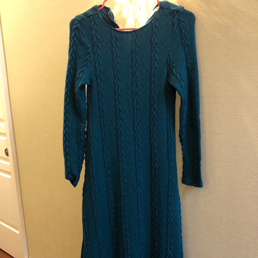 Knit turquoise midi dress. Lightly worn